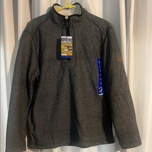 Orvis Gray Zip Up Sweater with Standing Collar